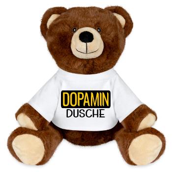 DOPAMIN DUSCHE GEHIRN - MiniFeet® RecycelBär® Braun - Weiß - Vorne