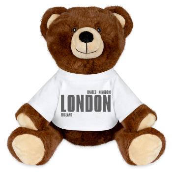 London Strong Block-Schrift - MiniFeet® RecycelBär® Braun - Weiß - Vorne