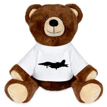 Avion de Chasse - Nounours RecycelBär® marron - blanc - Devant
