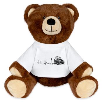 Heartbeat Farmer - Agriculture Vie rurale - Nounours RecycelBär® marron - blanc - Devant