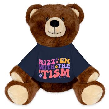 Rizz Em With The Tism - MiniFeet® RecycelBär® Teddy Bear Brown - french navy - Front