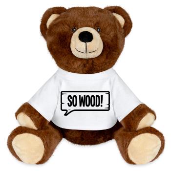 SO WOOD! - MiniFeet® RecycelBär® Teddy Bear Brown - white - Front