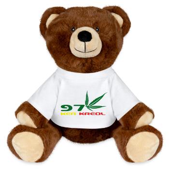Design Cannabis Leaf Afrika - MiniFeet® RecycelBär® Braun - Weiß - Vorne