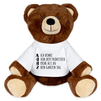 Déclaration provocante sur le TDAH - Nounours RecycelBär® marron - blanc - Devant