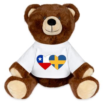 Cœur du drapeau Chili Suède - Nounours RecycelBär® marron - blanc - Devant
