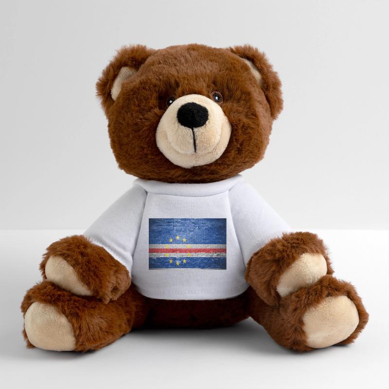 Mur de briques avec drapeau du Cap-Vert graffiti Nounours RecycelBär® marron