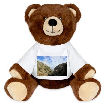 Mountain Mountains Mountain Landscape Poster - MiniFeet® RecycelBär® Teddy Bear Brown - white - Front