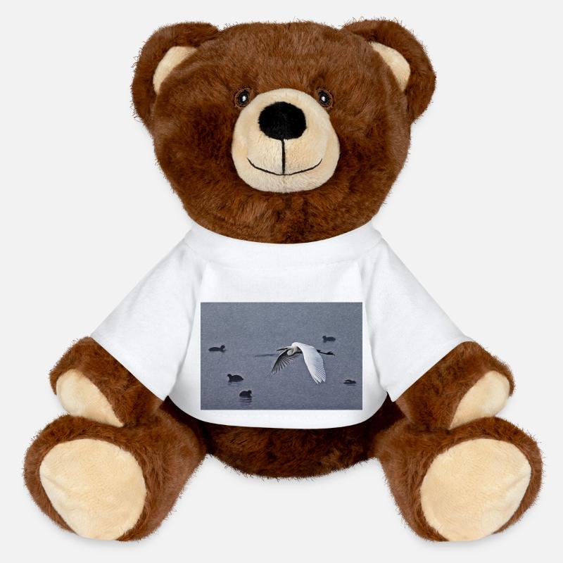 Great egrets in flight - MiniFeet® RecycelBär® Teddy Bear Brown - white