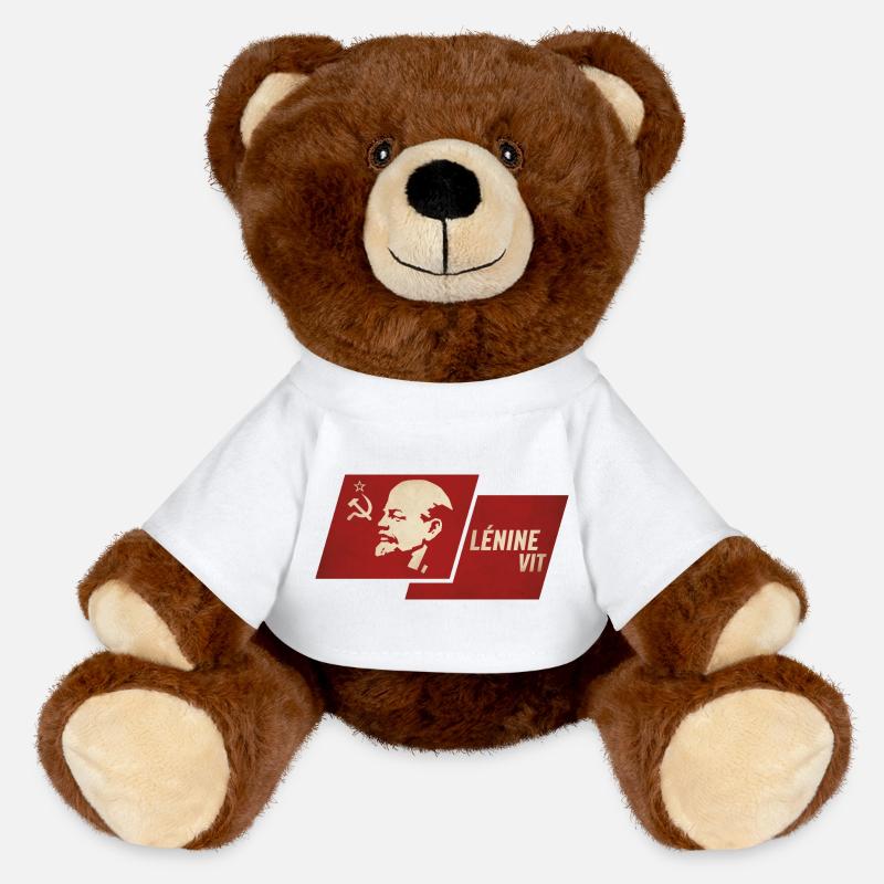 Lénine Vit Drapeau - Nounours RecycelBär® marron - blanc