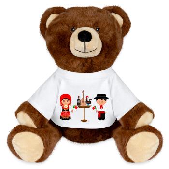 Couple portugais - Nounours RecycelBär® marron - blanc - Devant