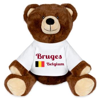 Bruges Belgique - Imprimés élégants - Nounours RecycelBär® marron - blanc - Devant