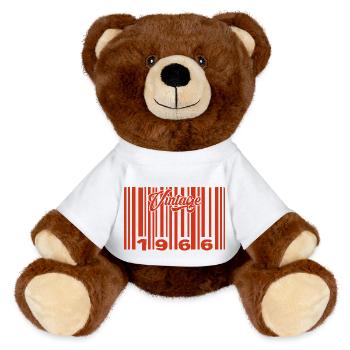 Vintage 1966 Born In 1966 59 Year Old Bar Code Anniversai - MiniFeet® RecycelBär® Teddy Bear Brown - white - Front