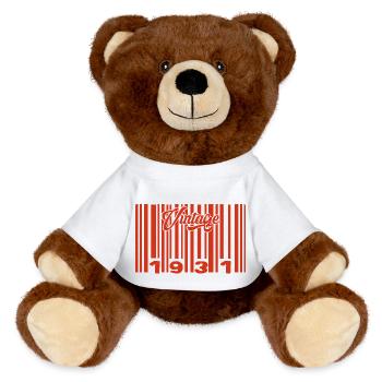 Vintage 1931 Born In 1931 94 Years Bar Code Anniversai - MiniFeet® RecycelBär® Teddy Bear Brown - white - Front