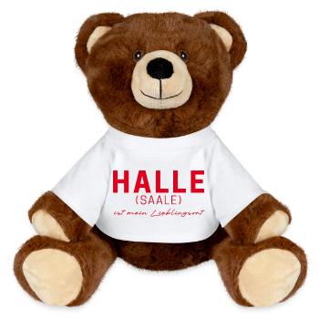T-shirt Halle (Saale) – Pour les fans et l'amour de la patrie - Nounours RecycelBär® marron - blanc - Devant