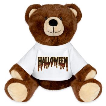 Halloween Dripping Gold Lettering - MiniFeet® RecycelBär® Teddy Bear Brown - white - Front