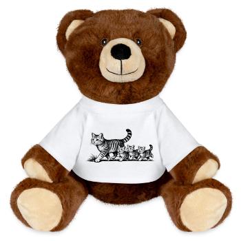 Mère chatte avec 3 chatons noirs - Nounours RecycelBär® marron - blanc - Devant