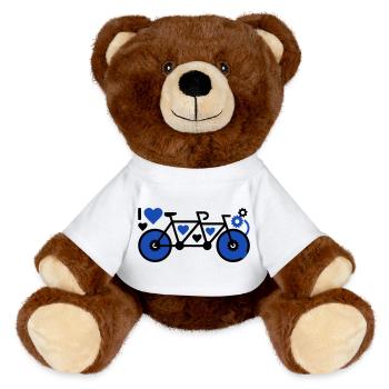 Romantisches Tandem Herzen Liebe - MiniFeet® RecycelBär® Braun - Weiß - Vorne