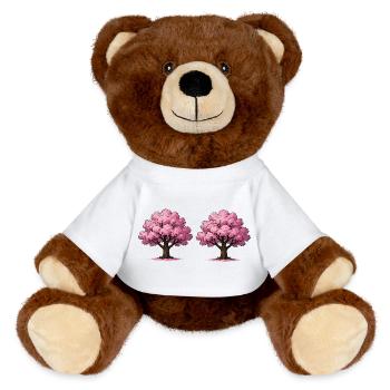 Kirschblüten Baumkunst - MiniFeet® RecycelBär® Braun - Weiß - Vorne