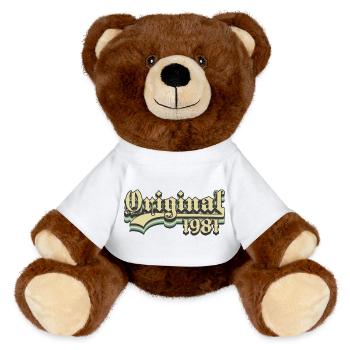 Born in 1981 - MiniFeet® RecycelBär® Teddy Bear Brown - white - Front