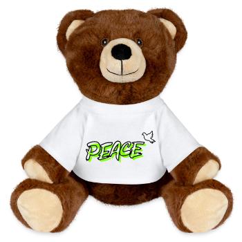 Friede Peace Friedenstaube - MiniFeet® RecycelBär® Braun - Weiß - Vorne