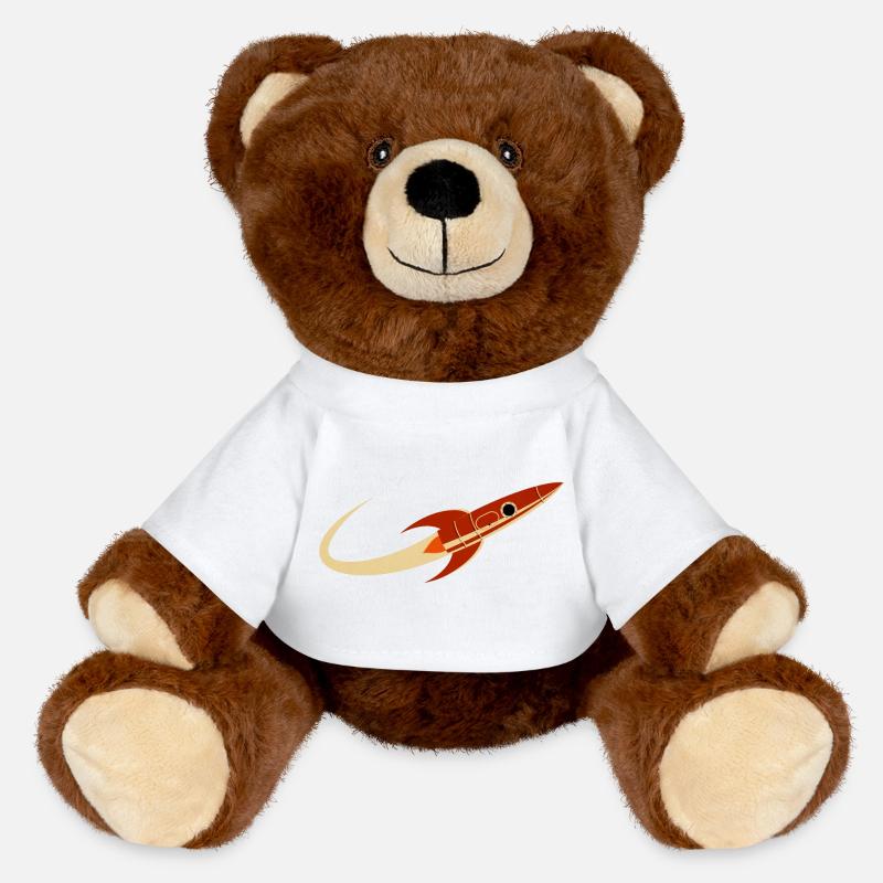 Red Space Rocket - MiniFeet® RecycelBär® Teddy Bear Brown - white