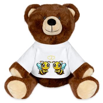 biene cartoon comic love - MiniFeet® RecycelBär® Braun - Weiß - Vorne