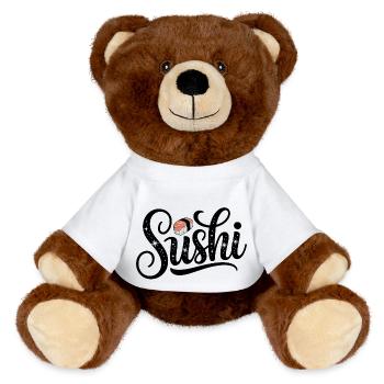 Sushi - Food Lover Design - MiniFeet® RecycelBär® Teddy Bear Brown - white - Front
