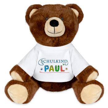 Schoolchild Paul - MiniFeet® RecycelBär® Teddy Bear Brown - white - Front