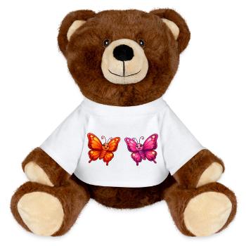 Bunte Cartoon-Schmetterlinge - MiniFeet® RecycelBär® Braun - Weiß - Vorne