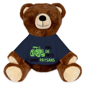 No country without peasants - MiniFeet® RecycelBär® Teddy Bear Brown - french navy - Front