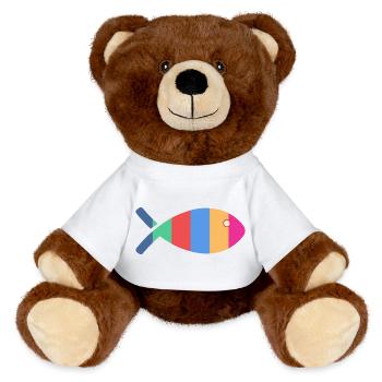 POISSON. SARDINE. POISSON D'AVRIL. MER. OCÉAN. NAT - Nounours RecycelBär® marron - blanc - Devant