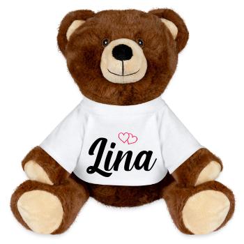 Nom de Lina - Nounours RecycelBär® marron - blanc - Devant