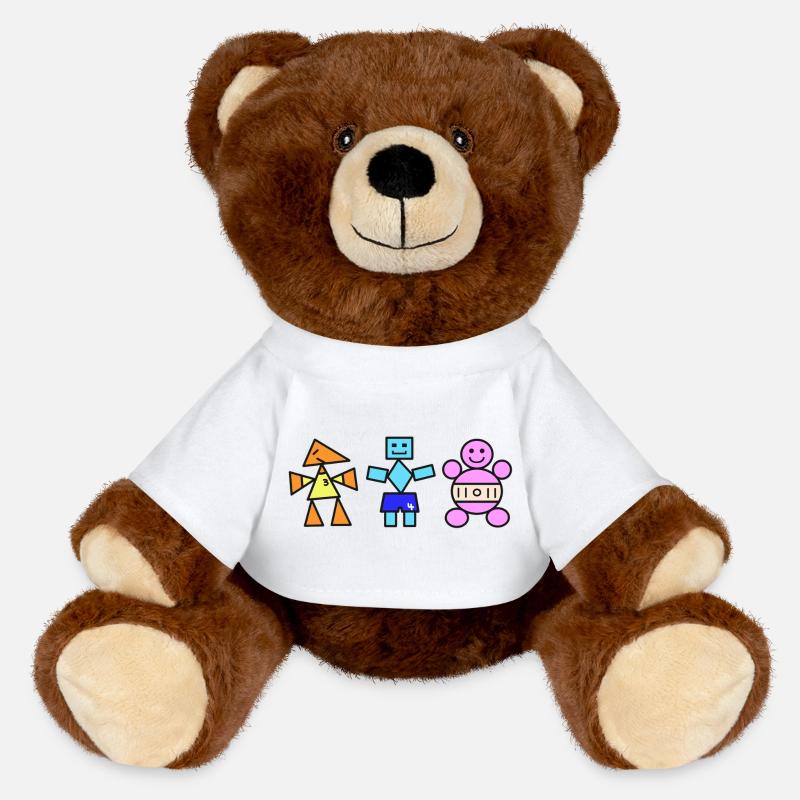 Geometric Trio Playful Figures, One point - MiniFeet® RecycelBär® Teddy Bear Brown - white