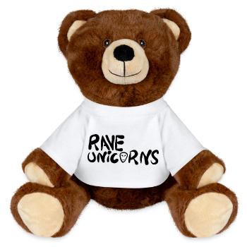 Rave Unicorns Logo Text Black - MiniFeet® RecycelBär® Teddy Bear Brown - white - Front
