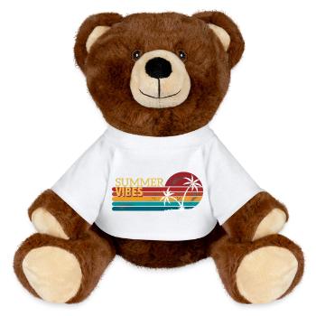 Vintage Summer Sunsets Design - MiniFeet® RecycelBär® Teddy Bear Brown - white - Front