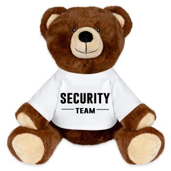 Security Team – Sicherheit | Ordnung | Crew Shirt - MiniFeet® RecycelBär® Braun - Weiß - Vorne