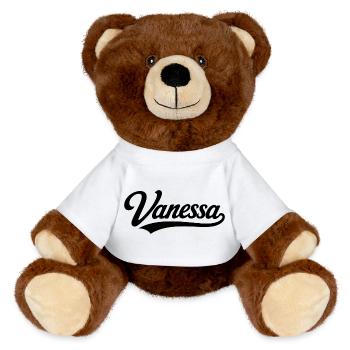 Vanessa name first last family - MiniFeet® RecycelBär® Teddy Bear Brown - white - Front