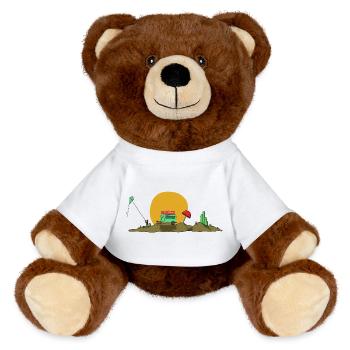 Stand de glaces et cerf-volant de la journée ensoleillée d’été - Nounours RecycelBär® marron - blanc - Devant