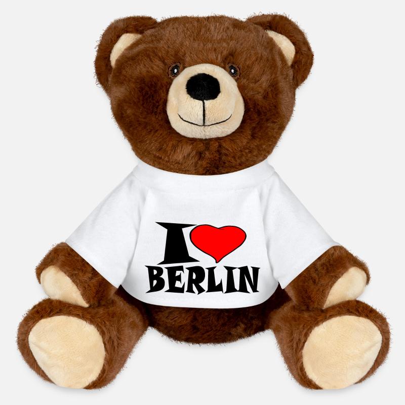 Berlin - J'aime Berlin - Nounours RecycelBär® marron - blanc