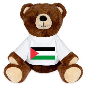 Free Palestine - MiniFeet® RecycelBär® Teddy Bear Brown - white - Front