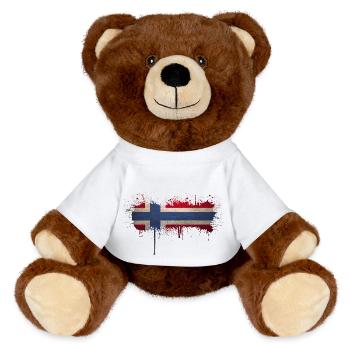 Norway Norway Flag Scandinavia Norden Tor Viking - MiniFeet® RecycelBär® Teddy Bear Brown - white - Front