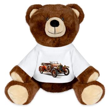 Voitures anciennes, l’histoire de l’industrie automobile - Nounours RecycelBär® marron - blanc - Devant