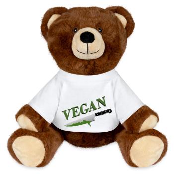 Vegan - MiniFeet® RecycelBär® Braun - Weiß - Vorne