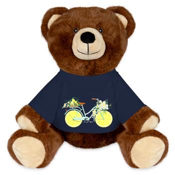 Bicycle with lemons - MiniFeet® RecycelBär® Teddy Bear Brown - french navy - Front
