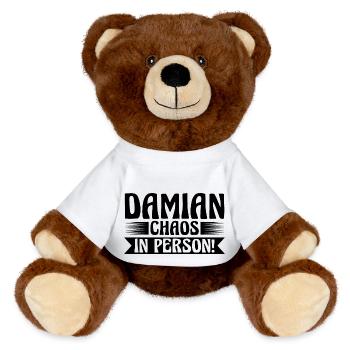 First name Damian - MiniFeet® RecycelBär® Teddy Bear Brown - white - Front