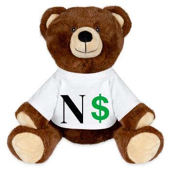 Buchstabe n Dollar - MiniFeet® RecycelBär® Braun - Weiß - Vorne