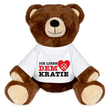 Ich Liebe Demokratie - MiniFeet® RecycelBär® Braun - Weiß - Vorne