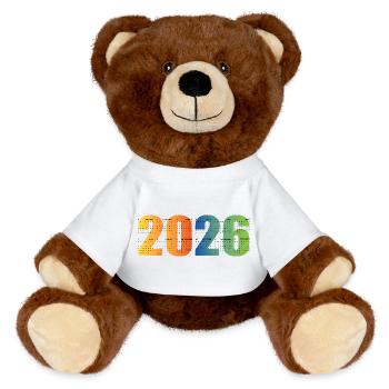 2026 Year Calendar - MiniFeet® RecycelBär® Teddy Bear Brown - white - Front