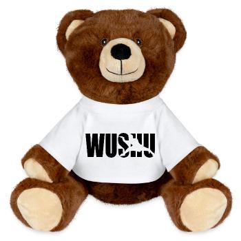 Wushu Kung Fu Martial Arts Classic Design - MiniFeet® RecycelBär® Teddy Bear Brown - white - Front