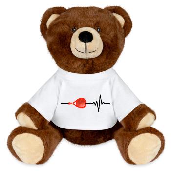 Padel is my life, heartbeat, court junkies - MiniFeet® RecycelBär® Teddy Bear Brown - white - Front